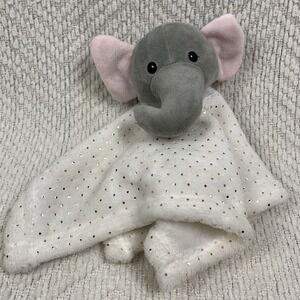 Lila & Jack NY Elephant White Gold Dots Lovey Security Cuddle Baby Blanket‎ 12"